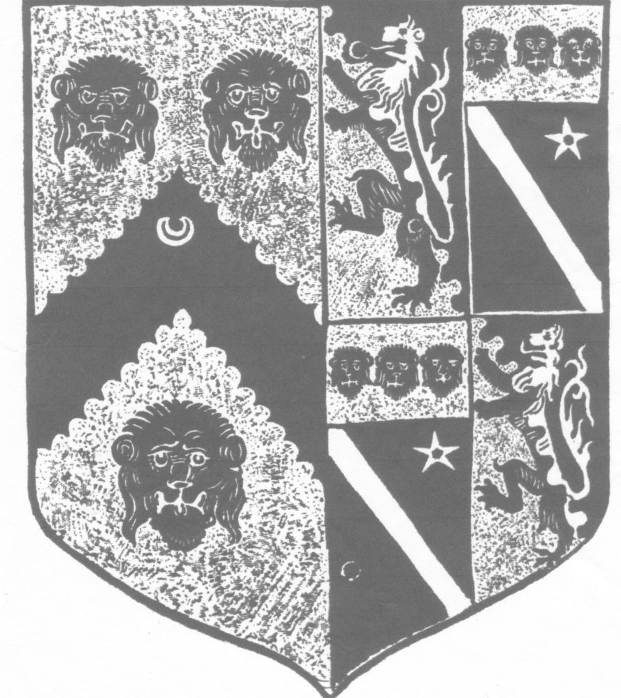 1581 Brass shield in Nonington Church. The arms of Wilsford impaling Simpson.
