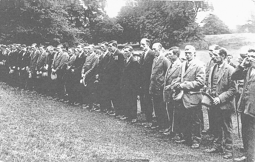 A parade by Nonington members of the British legion held on Nonington Cricket ground,early 1920's