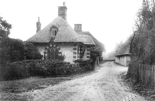 Frogham Lodge:taken from the park entrance circa 1905. Vine Cottage is the house behind the gate lodge. The entrance to Park Farm is on the right of the picture.